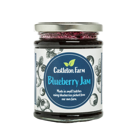 A jar of Castleton Farm blueberry jam